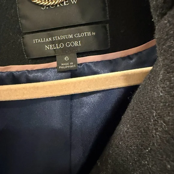 J Crew Black Wool Coat with Blue Lining - Picture 2 of 3